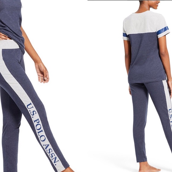 U.S. Polo Assn. Logo V Neck Pajama Set - Picture 3 of 5